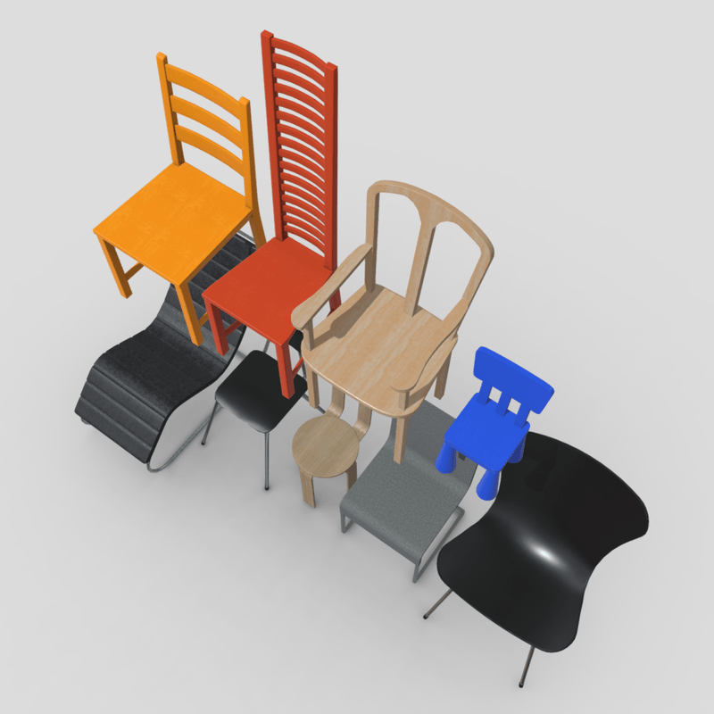 Chair Pack - low poly PBR 3d model