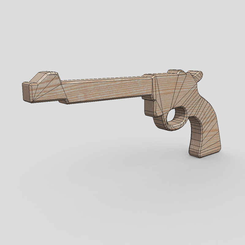 Wooden Toy Gun 3 - low poly PBR 3d model