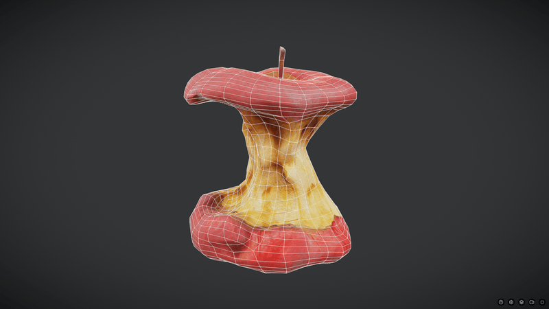 Rotten Apple Core - low poly PBR 3d model