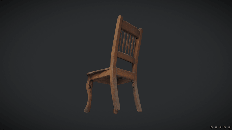 Decayed Wooden Chair - low poly PBR 3d model