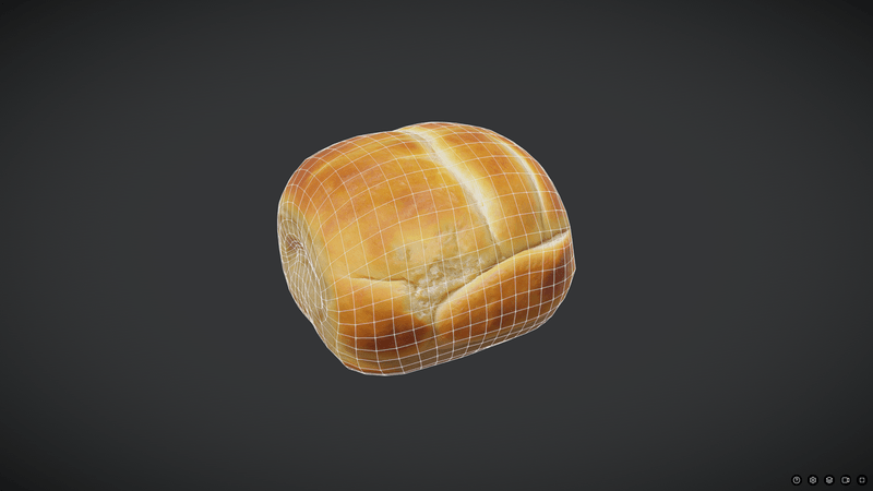 Bread Roll 3 - low poly PBR 3d model