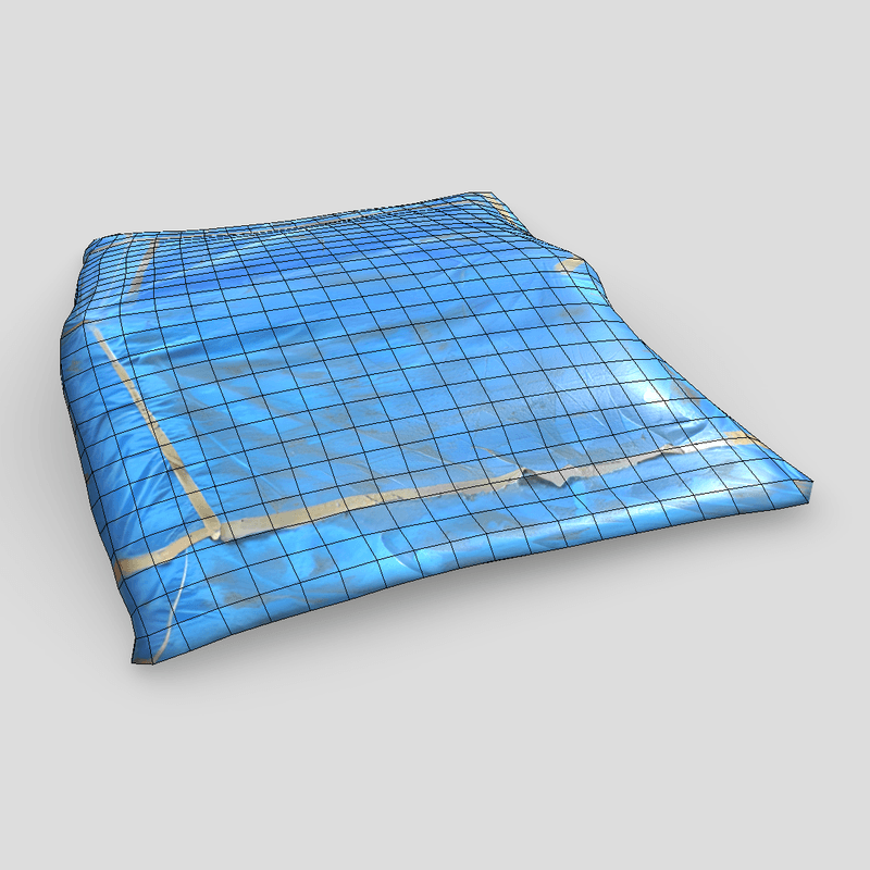 Folded Blue Tarp - low poly PBR 3d model