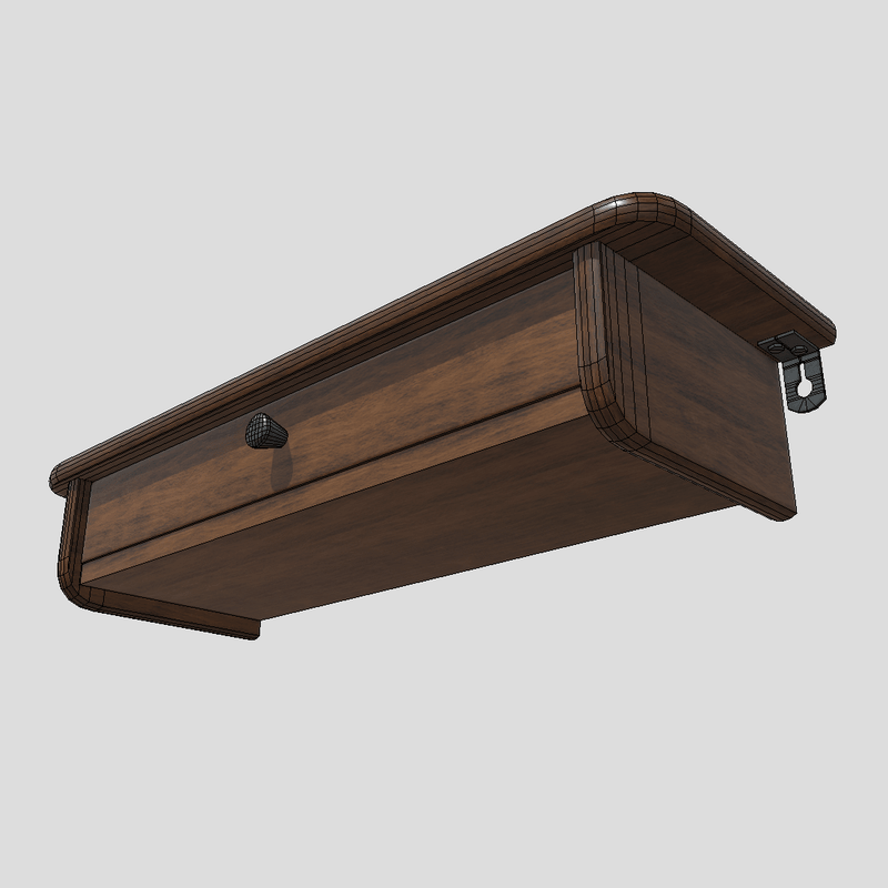 Wall Shelf 2 With Drawer - low poly PBR 3d model