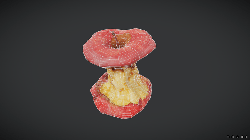 Rotten Apple Core - low poly PBR 3d model