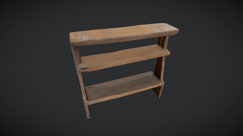 Decayed Wooden Shelf 2 - low poly PBR 3d model