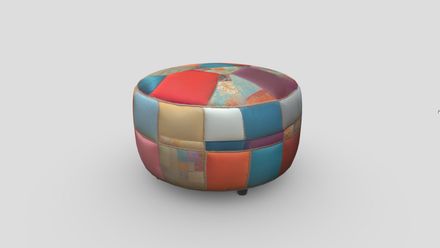 Patchwork Ottoman - low poly PBR 3d model