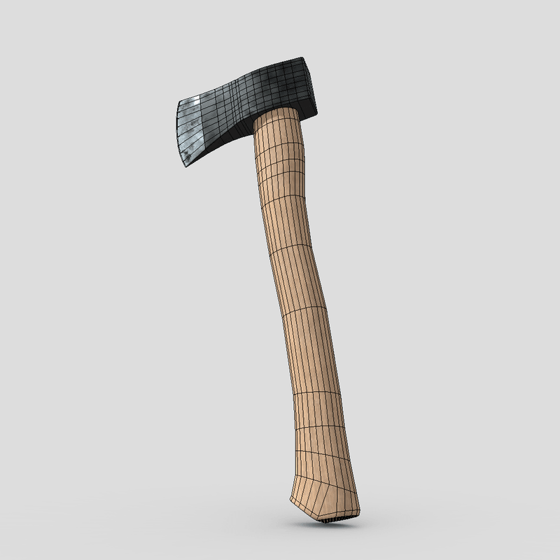Hatchet 2 - low poly PBR 3d model
