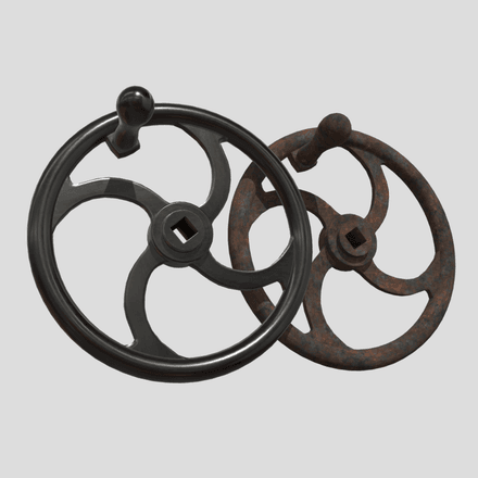 Crank Wheel With Handle - low poly PBR 3d model