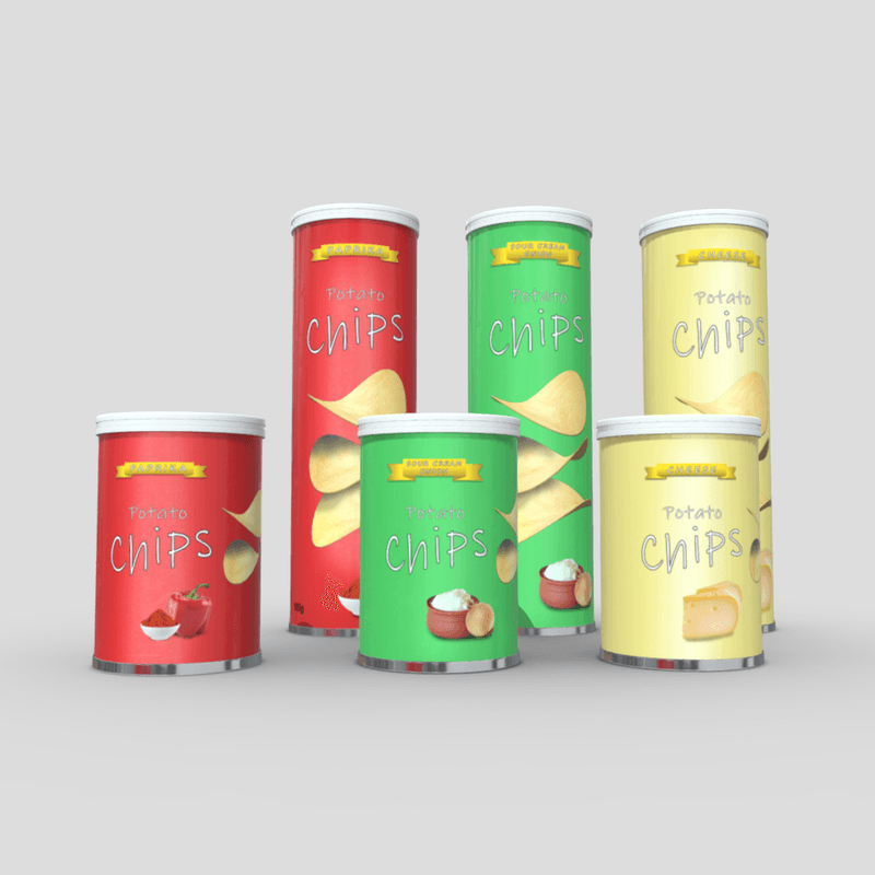 Potato Chips Tube Pack - low poly PBR 3d model