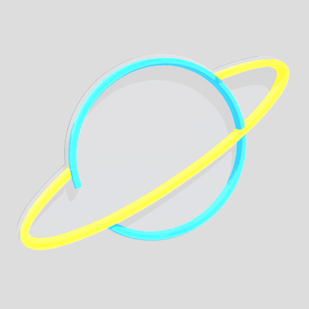 Neon Sign Planet - low poly PBR 3d model