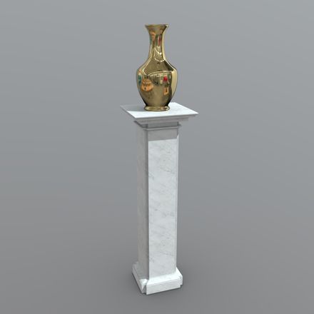 Pedestal with Vase - low poly PBR 3d model