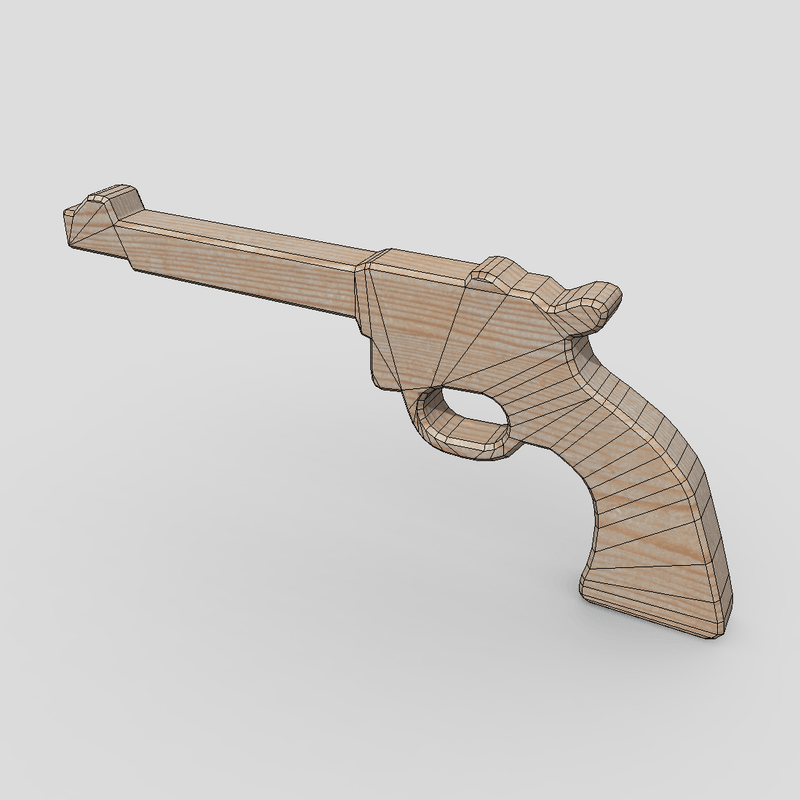 Wooden Toy Gun 3 - low poly PBR 3d model