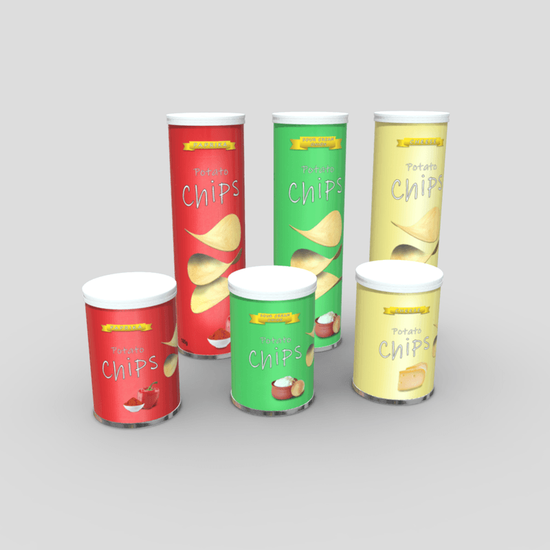 Potato Chips Tube Pack - low poly PBR 3d model
