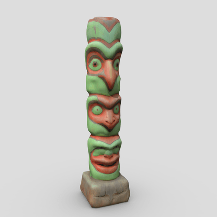 Totem Pole - low poly PBR 3d model