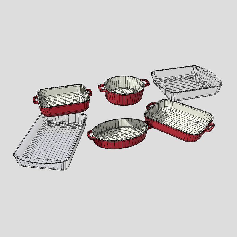 Baking Dish Pack - low poly PBR 3d model