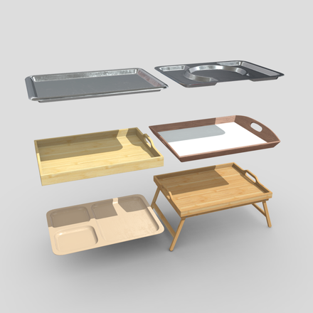 Tray Pack - low poly PBR 3d model