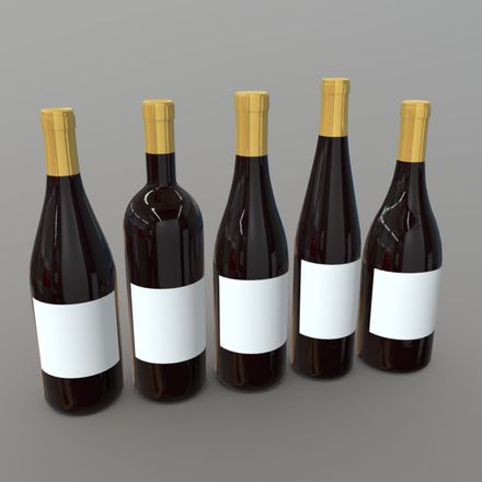 Wine Bottles - low poly PBR 3d model