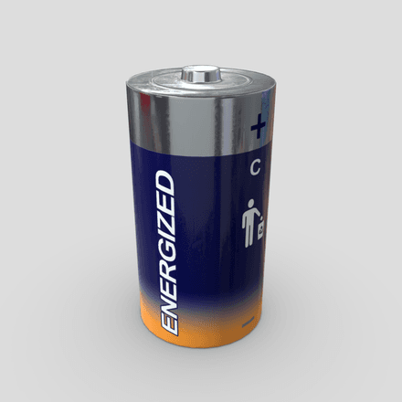 Battery C - low poly PBR 3d model