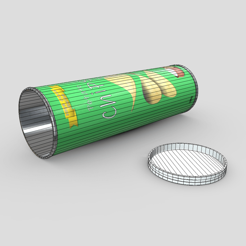 Potato Chips Tube 3 Open - low poly PBR 3d model