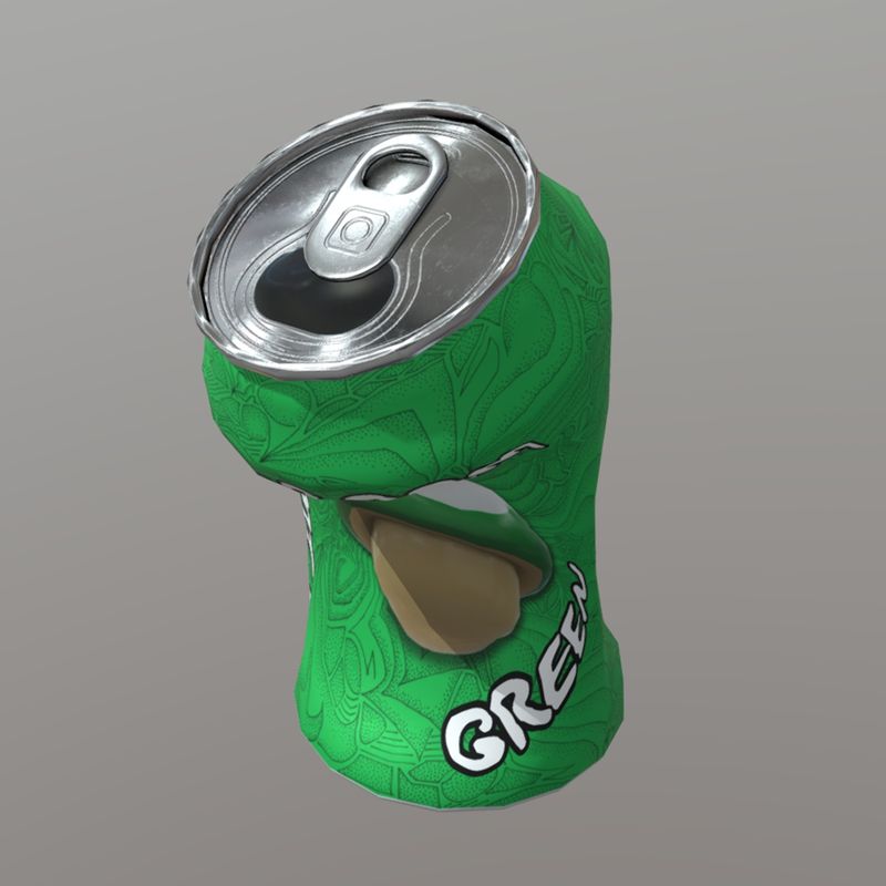 Beverage Can Deformed 1 / Liquid Mushroom - low poly PBR 3d model