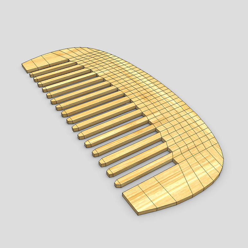 CC0 - Hair Comb 6 - low poly PBR 3d model