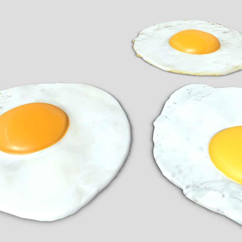 Fried Egg Pack - low poly PBR 3d model