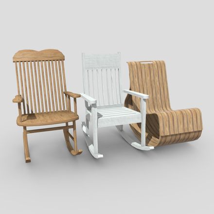 Rocking Chair Pack - low poly PBR 3d model