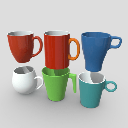 Mug Pack - low poly PBR 3d model