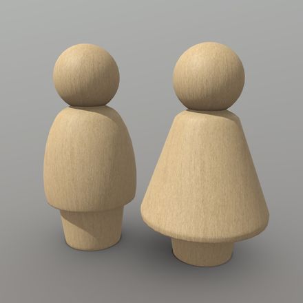 Wooden Toy People - low poly PBR 3d model