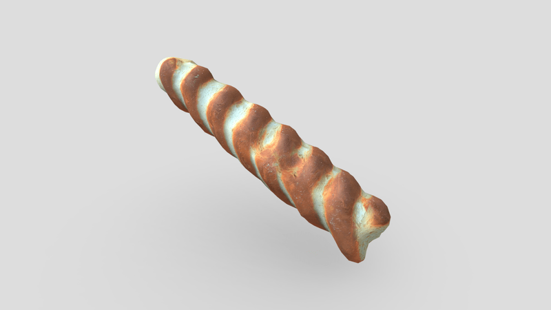 CC0 - Baguette - low poly PBR 3d model