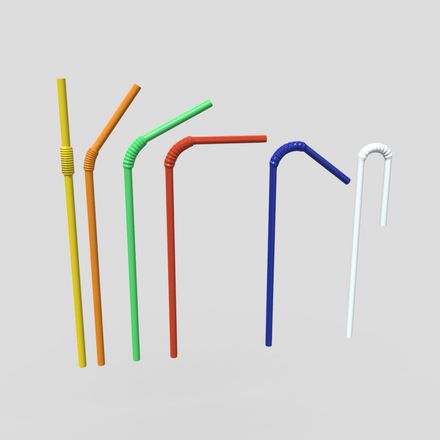 Drinking Straw Pack - low poly PBR 3d model