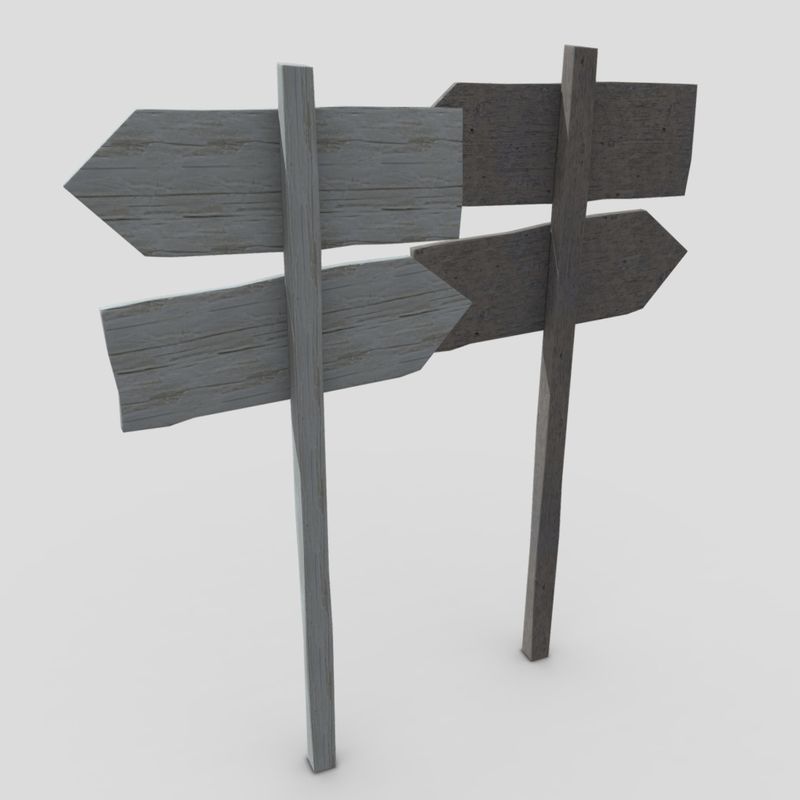 Wooden Sign 2 - low poly PBR 3d model
