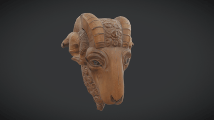 Wooden Ram Head - low poly PBR 3d model