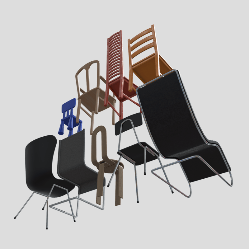 Chair Pack - low poly PBR 3d model