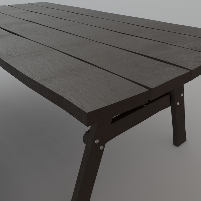 Bench and Table - low poly PBR 3d model