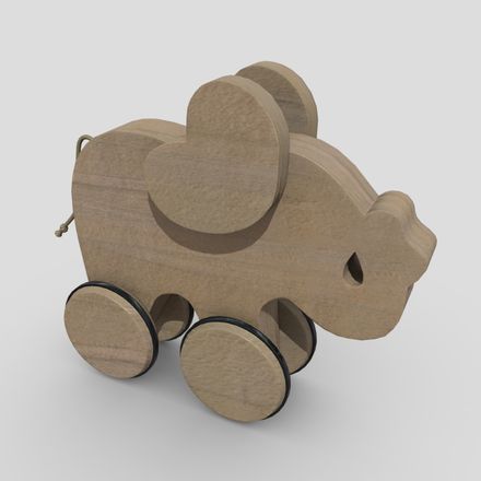 Wooden Elephant Toy - low poly PBR 3d model