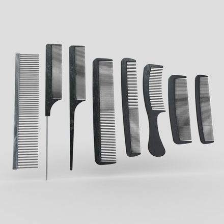 Hair Comb Set - low poly PBR 3d model