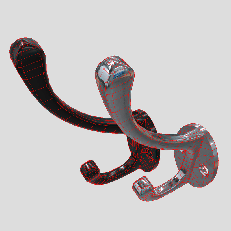 Coat Hook - low poly PBR 3d model