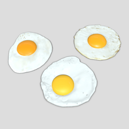 Fried Egg Pack - low poly PBR 3d model