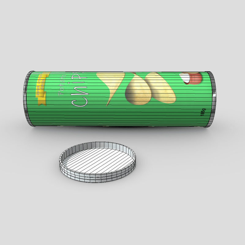 Potato Chips Tube 3 Open - low poly PBR 3d model