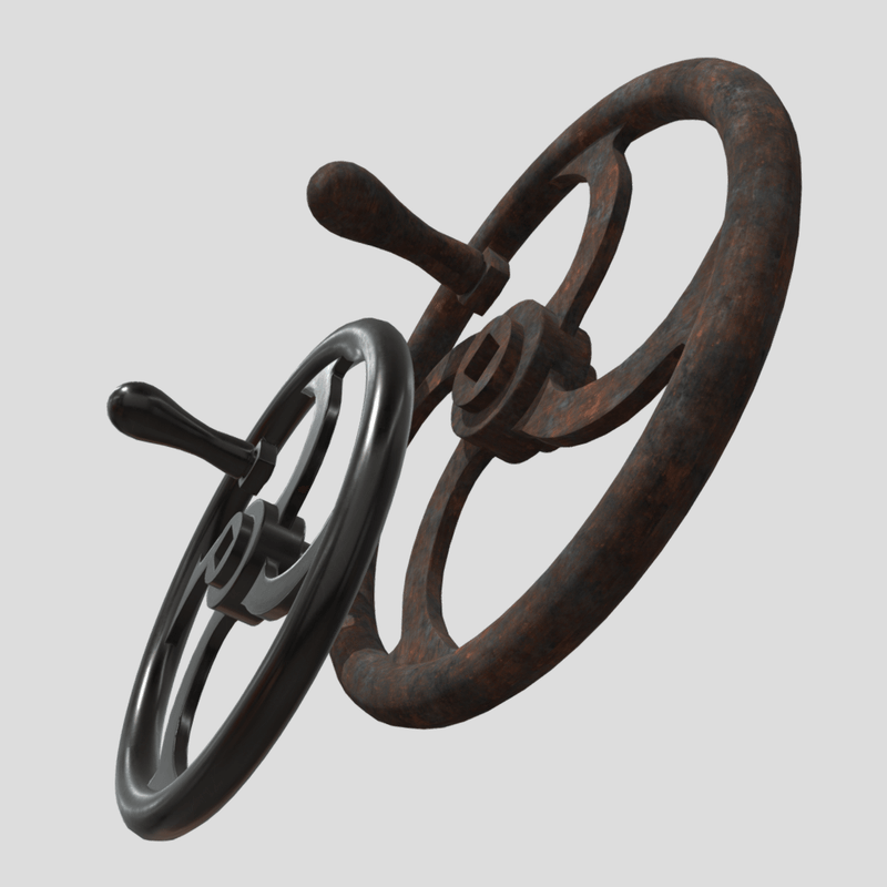 Crank Wheel With Handle - low poly PBR 3d model