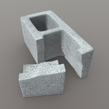 Cinder Block Broken - low poly PBR 3d model