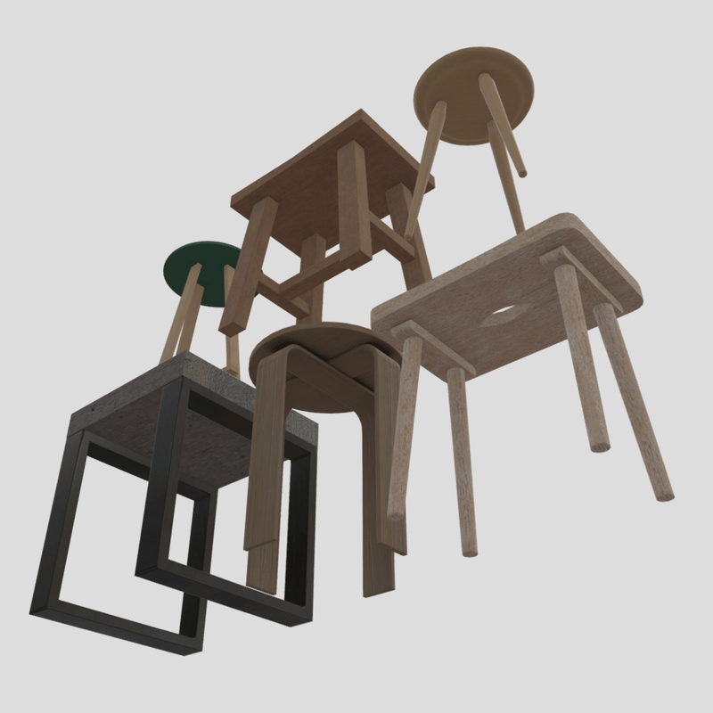 Stool Pack - low poly PBR 3d model