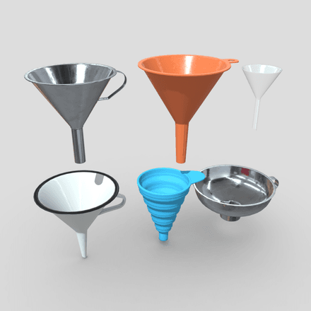 Funnel Pack - low poly PBR 3d model