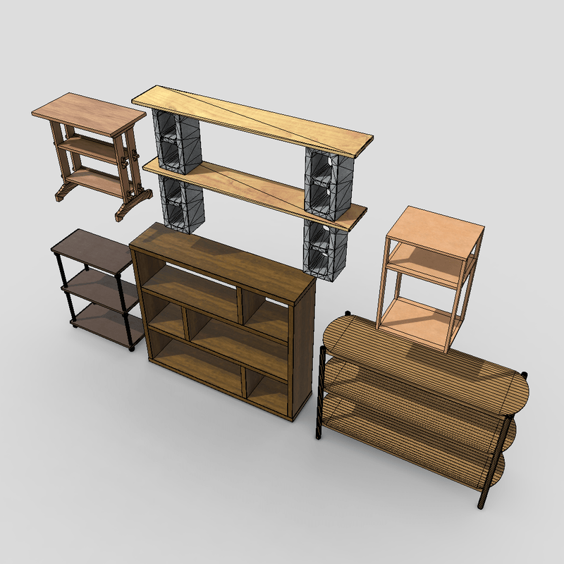 Shelf Pack - low poly PBR 3d model