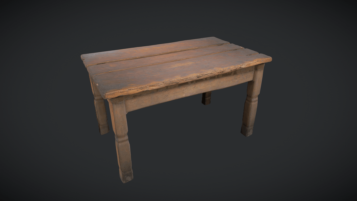 Decayed Wooden Table - Low Poly PBR 3D Model with 4K Textures