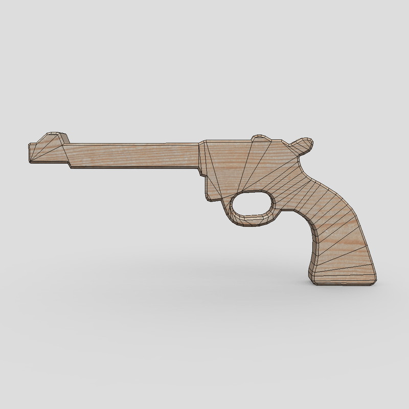 Wooden Toy Gun 3 - low poly PBR 3d model