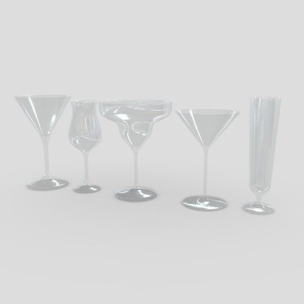 Cocktail Glass Set 3 - low poly PBR 3d model