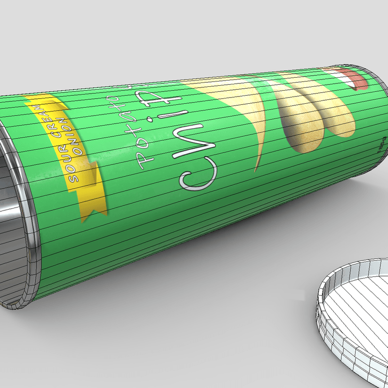 Potato Chips Tube 3 Open - low poly PBR 3d model