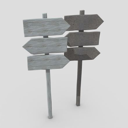 Wooden Sign 3 - low poly PBR 3d model